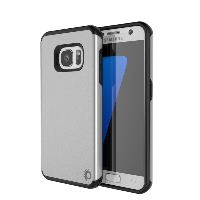 Galaxy s7 Case PunkCase Galactic Silver Slim Protective Armor Soft Cover Case w/ Tempered Glass (Color in image: silver)