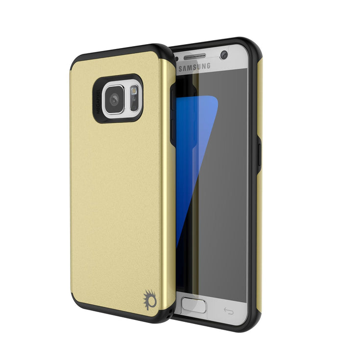 Galaxy s7 Case PunkCase Galactic Gold Series Slim Armor Soft Cover Case w/ Tempered Glass (Color in image: gold)