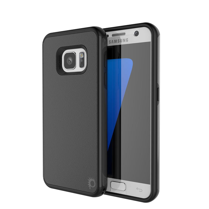 Galaxy s7 Case PunkCase Galactic Black Series Slim Armor Soft Cover Case w/ Tempered Glass (Color in image: black)