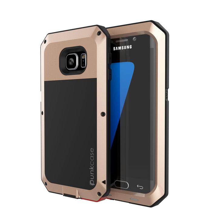 Galaxy S7 EDGE Case, PUNKcase Metallic Gold Shockproof Slim Metal Armor Case (Color in image: gold)