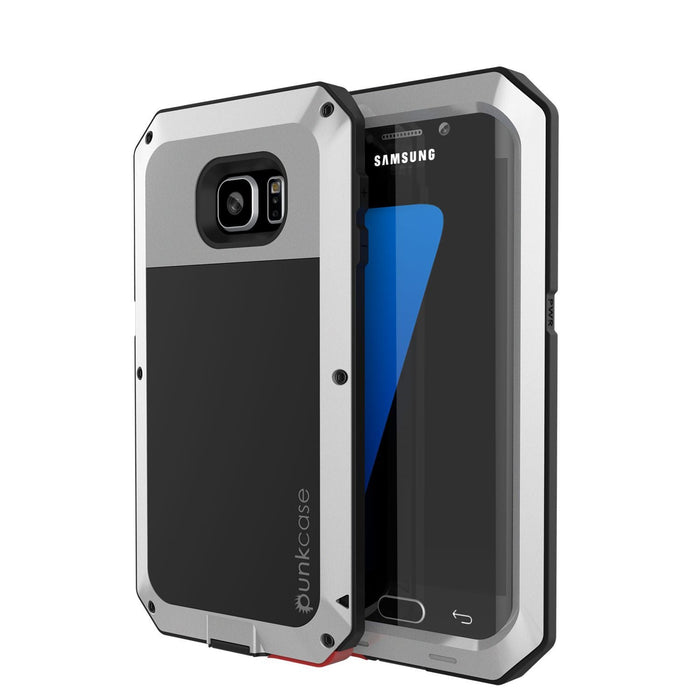 Galaxy S7 EDGE Case, PUNKcase Metallic Silver Shockproof Slim Metal Armor Case (Color in image: silver)