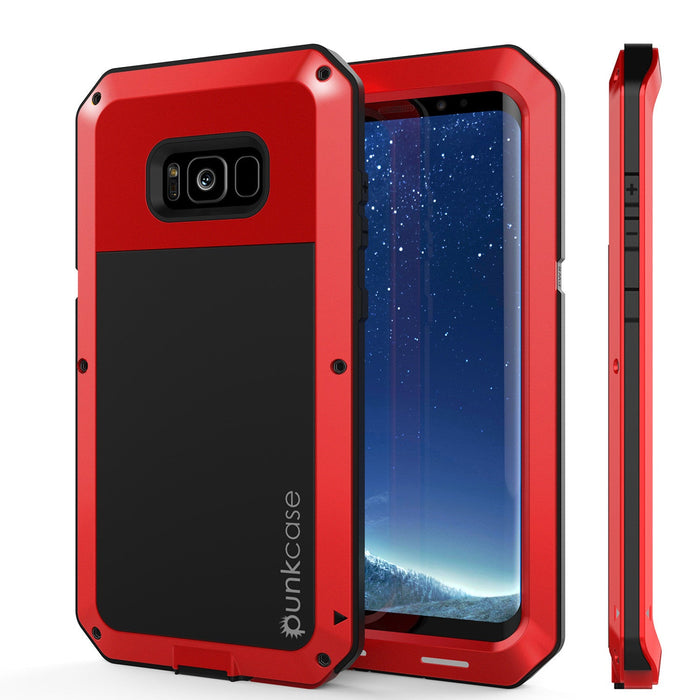Galaxy S8 Case, PUNKcase Metallic Red Shockproof Slim Metal Armor Case (Color in image: red)