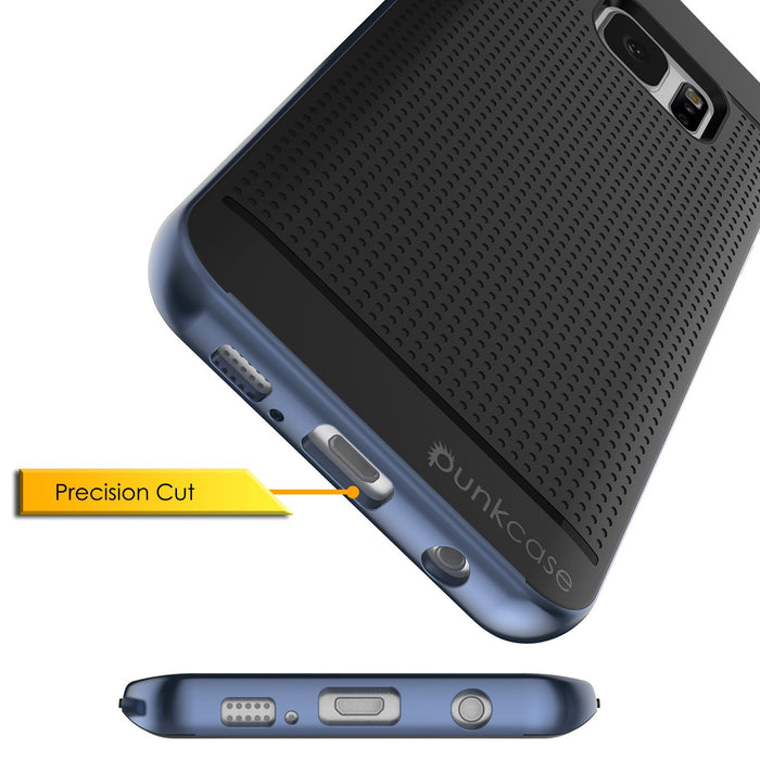 Galaxy S7 Edge Case, PunkCase STEALTH Navy Blue Series Hybrid 3-Piece Shockproof Dual Layer Cover (Color in image: Grey)