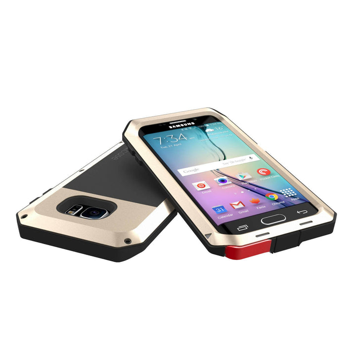 Galaxy S7 EDGE Case, PUNKcase Metallic Gold Shockproof Slim Metal Armor Case (Color in image: neon)