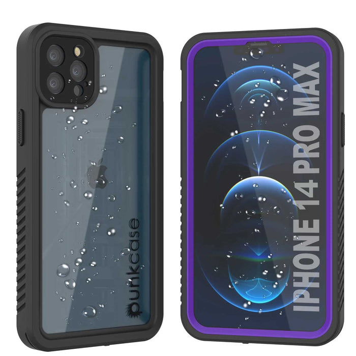 iPhone 14 Pro Max Waterproof Case, Punkcase [Extreme Series] Armor Cover W/ Built In Screen Protector [Purple] (Color in image: Purple)