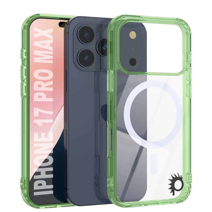 Punkcase iPhone 17 Pro Max Magnetic Wireless Lading Case [Clearmag -Serie] [Green]