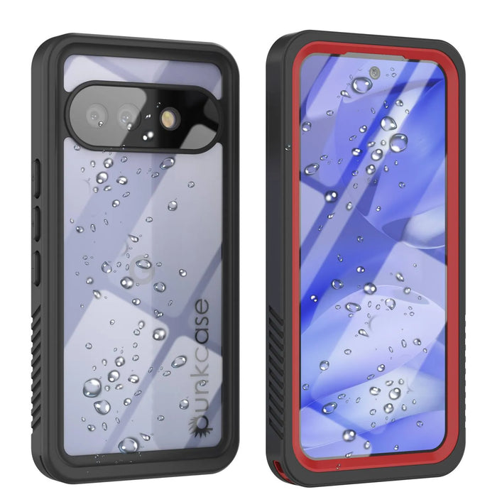 Google Pixel 9A Water of Case, PunkCase [Extreme Series] Panzerabdeckung mit integriertem Bildschirmschutz [Rot]