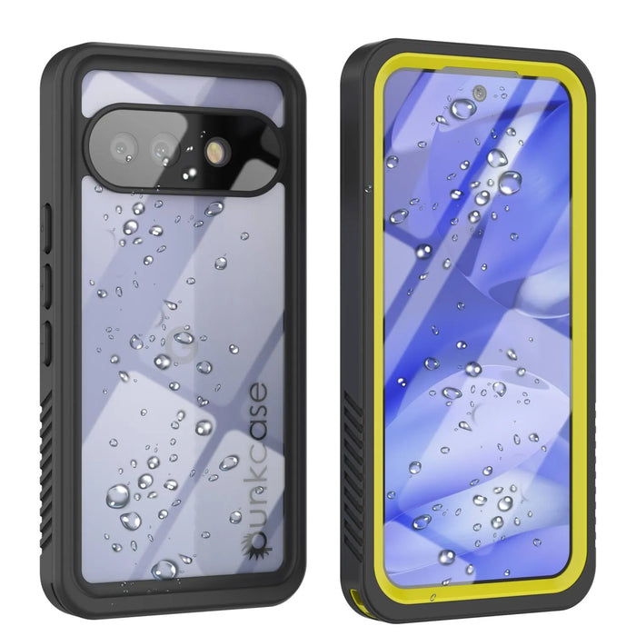 Google Pixel 9A Water of Case, PunkCase [Extreme Series] Panzerabdeckung mit integriertem Bildschirmschutz [Gelb]