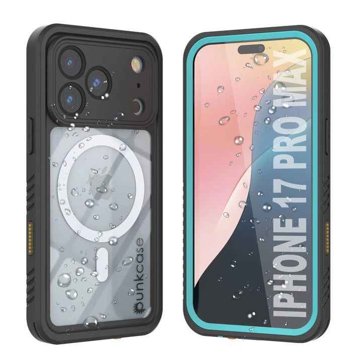 iPhone 17 Pro Max Water of Water of Case, PunkCase [Extreme Mag -Serie] Panzerabdeckung mit integriertem Bildschirmschutz [Teal]