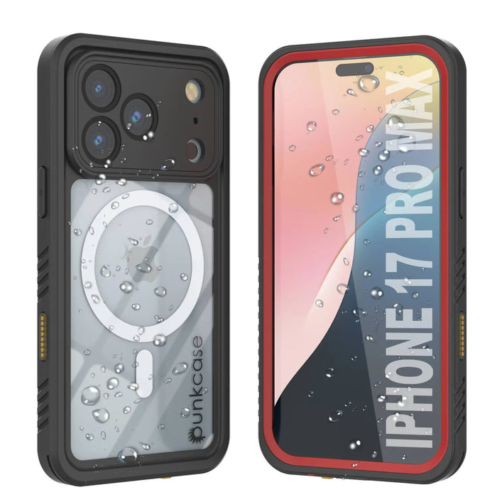 iPhone 17 Pro Max Water of Water of Case, PunkCase [Extreme Mag -Serie] Panzerabdeckung mit integriertem Bildschirmschutz [Rot]