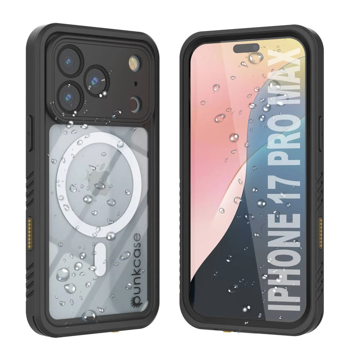iPhone 17 Pro Max Water of Water of Case, PunkCase [Extreme Mag -Serie] Panzerabdeckung mit integriertem Bildschirmschutz [Schwarz]