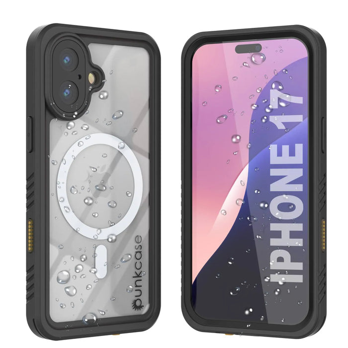 iPhone 17 wasserdichte Hülle, Punkcase [Extrem Mag -Serie] Rüstungsabdeckung mit integriertem Bildschirmschutz [Schwarz]