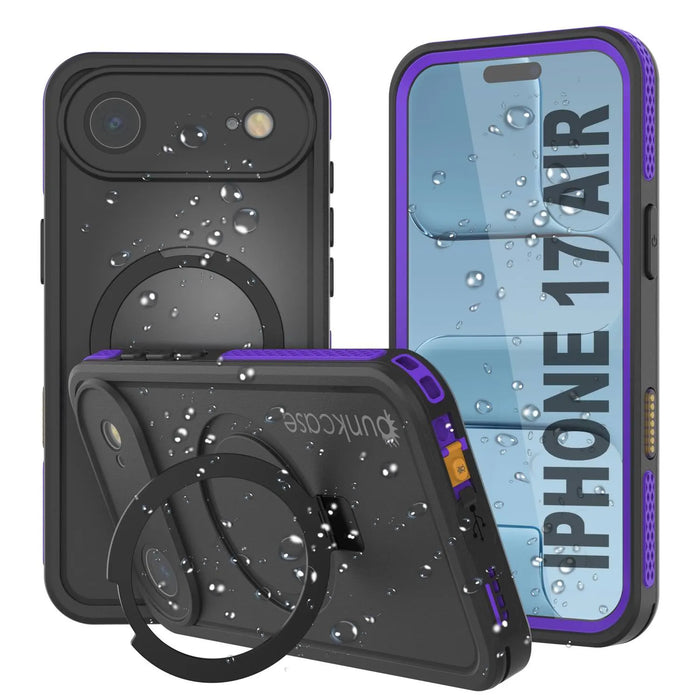 Wasserdichte iPhone 17 Air-Hülle [Kickstud 2.0-Serie] IP68-Schutzhülle mit Displayschutzfolie und Ständer [Lila]