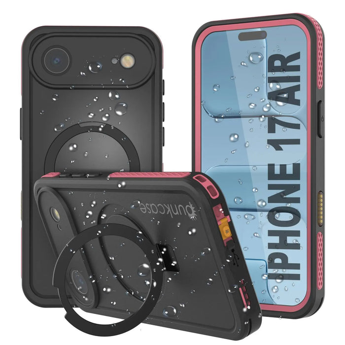 Wasserdichte iPhone 17 Air-Hülle [Kickstud 2.0-Serie] IP68-Schutzhülle mit Displayschutzfolie und Ständer [Pink]