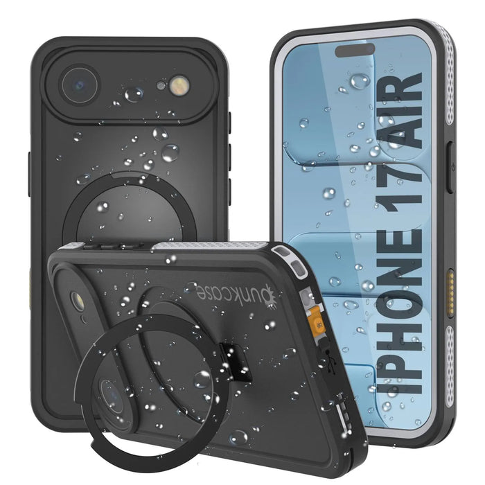 Wasserdichte iPhone 17 Air-Hülle [Kickstud 2.0-Serie] IP68-Schutzhülle mit Displayschutzfolie und Ständer [Weiß]