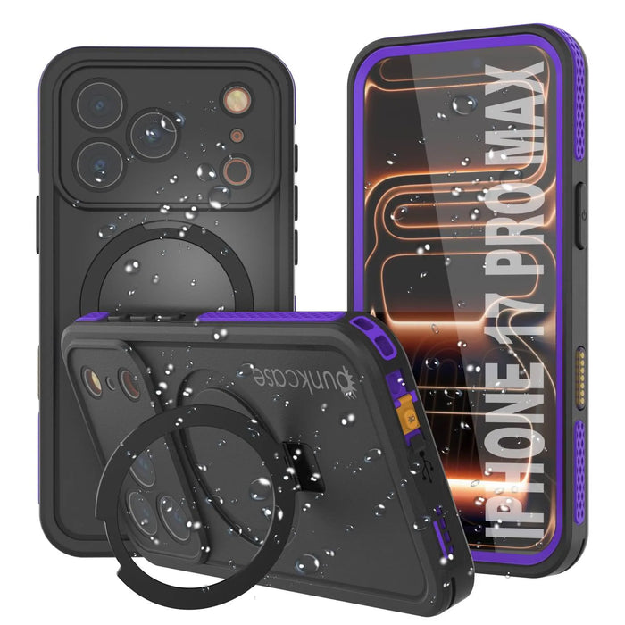 Wasserdichte iPhone 17 Pro Max-Hülle [Kickstud 2.0-Serie] IP68-Schutzhülle mit Displayschutzfolie und Ständer [Lila]