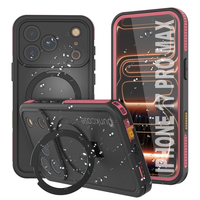Wasserdichte iPhone 17 Pro Max-Hülle [Kickstud 2.0-Serie] IP68-Schutzhülle mit Displayschutzfolie und Ständer [Pink]