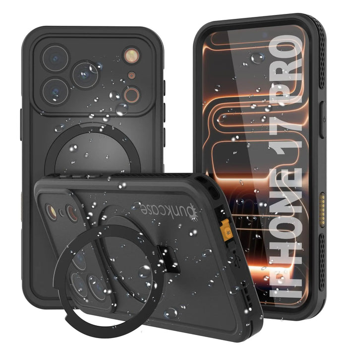 Wasserdichte iPhone 17 Pro-Hülle [Kickstud 2.0-Serie] IP68-Schutzhülle mit Displayschutzfolie und Ständer [Schwarz]