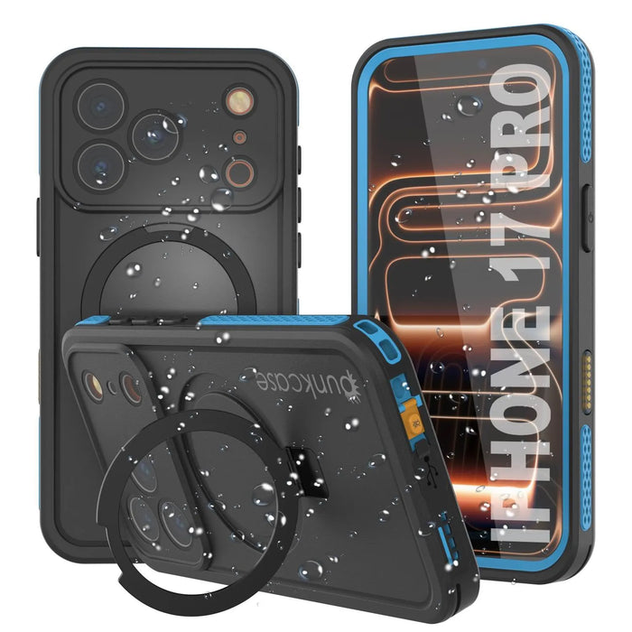 Wasserdichte iPhone 17 Pro-Hülle [Kickstud 2.0-Serie] IP68-Schutzhülle mit Displayschutzfolie und Ständer [Blau]