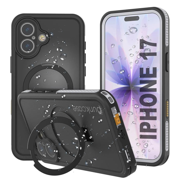 Wasserdichte iPhone 17-Hülle [Kickstud 2.0-Serie] IP68-Schutzhülle mit Displayschutzfolie und Ständer [Weiß]