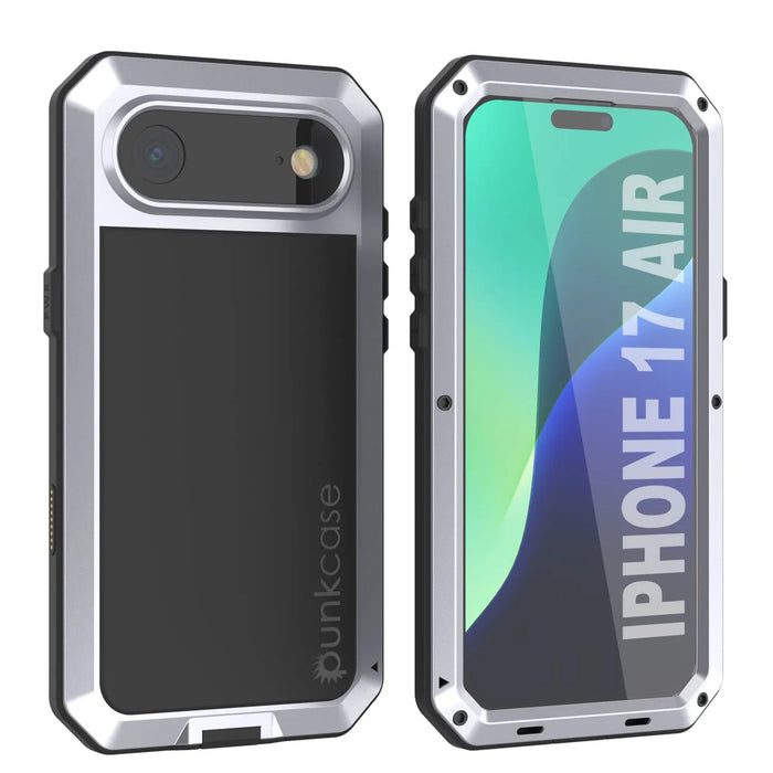 iPhone 17 Air Metal Case, Heavy Duty Military Grade -Rüstungsabdeckung [Stoßdämpfer] Ganzkörper hart [weiß]