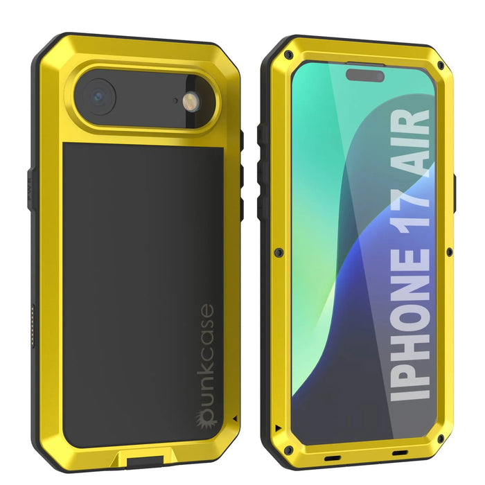 iPhone 17 Air Metal Case, Heavy Duty Military Grade -Rüstungsabdeckung [Schocksicher] Ganzkörper hart [Gelb]
