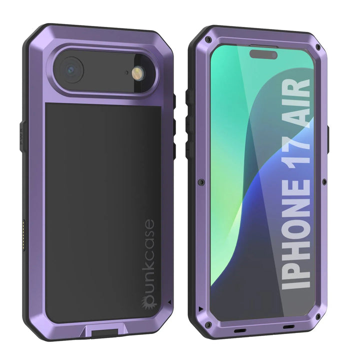 iPhone 17 Air Metal Case, Heavy Duty Military Grade -Rüstungsabdeckung [Stoßdämpfer] Ganzkörper hart [lila]