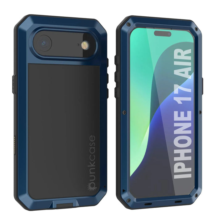 iPhone 17 Air Metal Case, Heavy Duty Military Grade -Rüstungsabdeckung [Stoßdämpfer] Ganzkörper hart [blau]