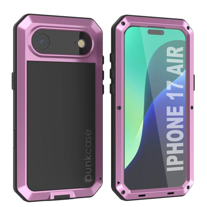 iPhone 17 Air Metal Case, Heavy Duty Military Grade -Rüstungsabdeckung [Schocksicher] Ganzkörper hart [Pink]