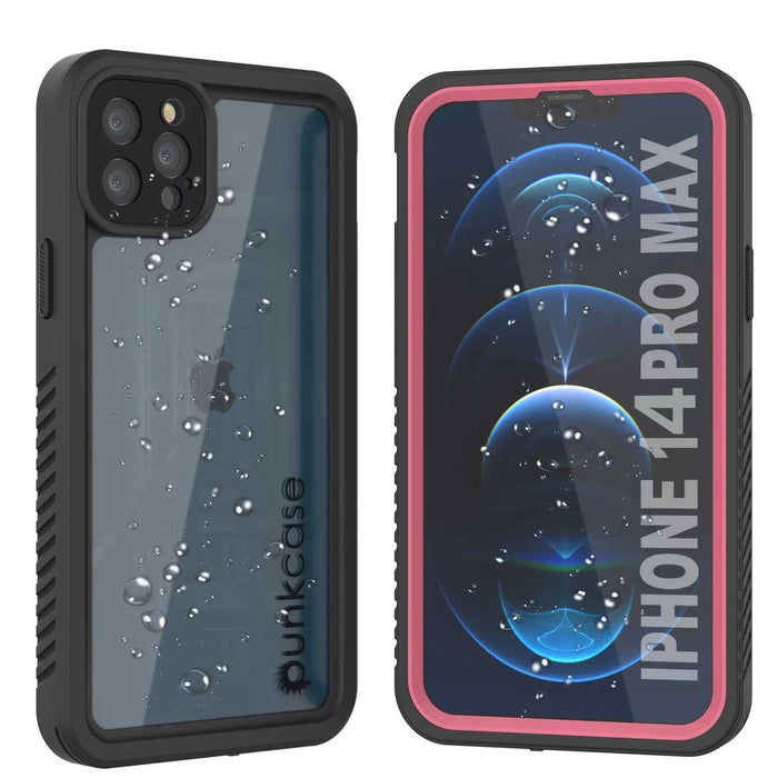 iPhone 14 Pro Max Waterproof Case, Punkcase [Extreme Series] Armor Cover W/ Built In Screen Protector [Pink] (Color in image: Pink)