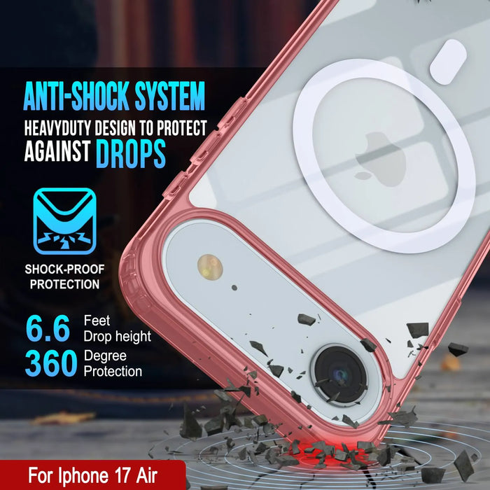 Punkcase iPhone 17 Air Magnetic Wireless Lading Case [Clearmag -Serie] [Red]