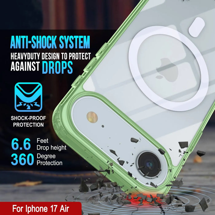 Punkcase iPhone 17 Air Magnetic Wireless Lading Case [Clearmag -Serie] [Green]