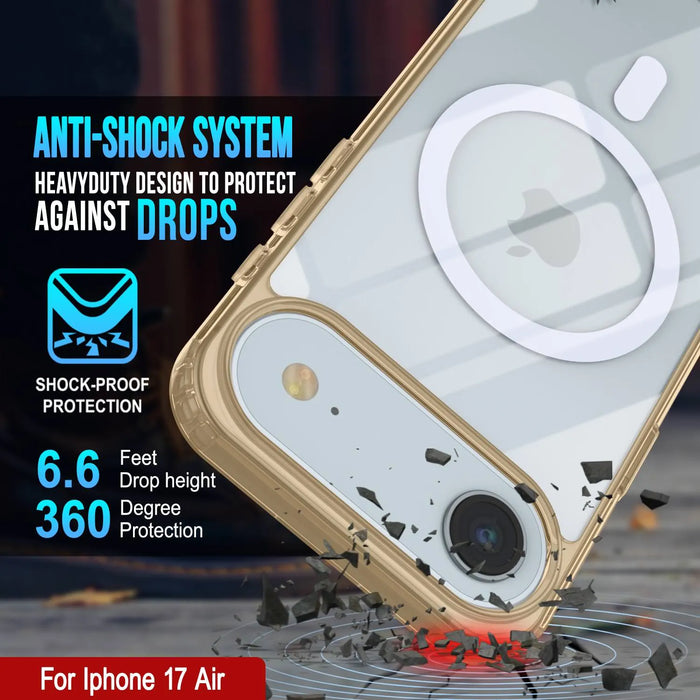 Punkcase iPhone 17 Air Magnetic Wireless Lading Case [Clearmag -Serie] [Gold]