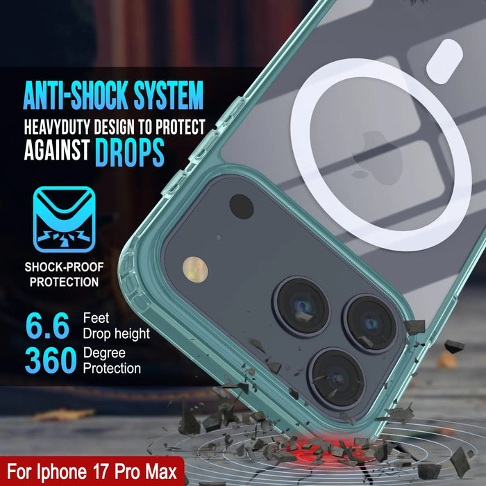 Punkcase iPhone 17 Pro Max Magnetic Wireless Lading Case [Clearmag -Serie] [Teal]