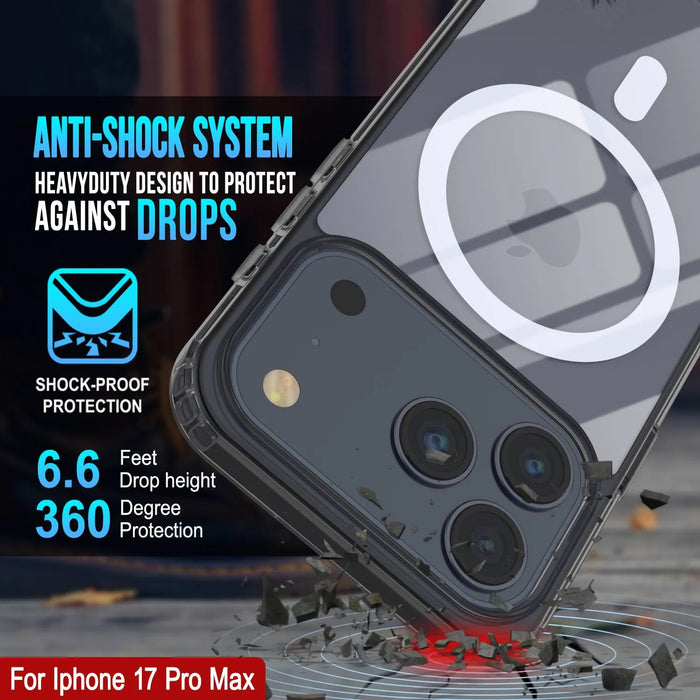 Punkcase iPhone 17 Pro Max Magnetic Wireless Lading Case [Clearmag -Serie] [Black]