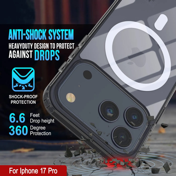 Punkcase iPhone 17 Pro Magnetic Wireless Lading Case [Clearmag -Serie] [Black]
