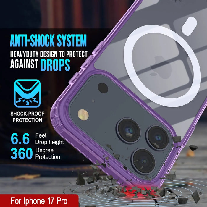 Punkcase iPhone 17 Pro Magnetic Wireless Lading Case [Clearmag -Serie] [lila]