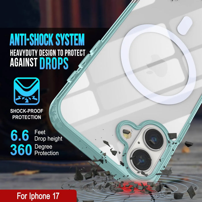 Punkcase iPhone 17 Magnetic Wireless Lading Case [Clearmag -Serie] [Teal]