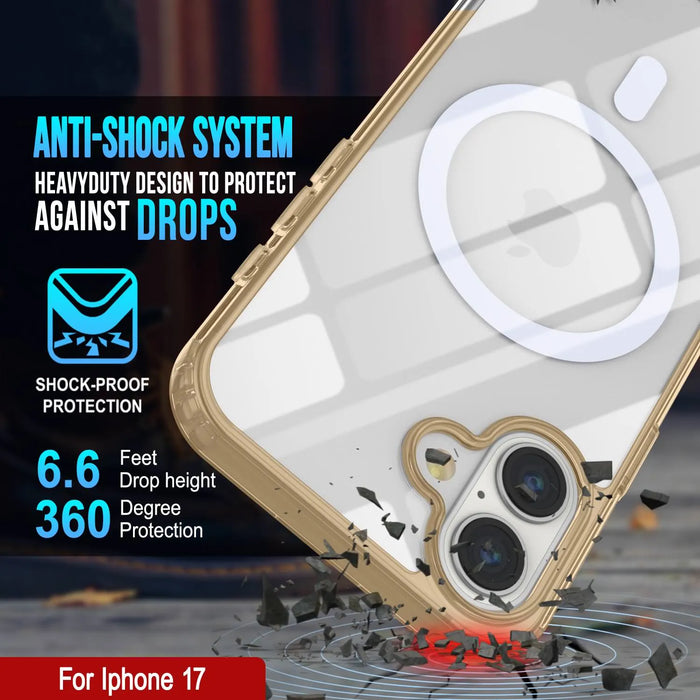 Punkcase iPhone 17 Magnetic Wireless Lading Case [Clearmag -Serie] [Gold]