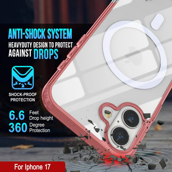 Punkcase iPhone 17 Magnetic Wireless Lading Case [Clearmag -Serie] [Red]