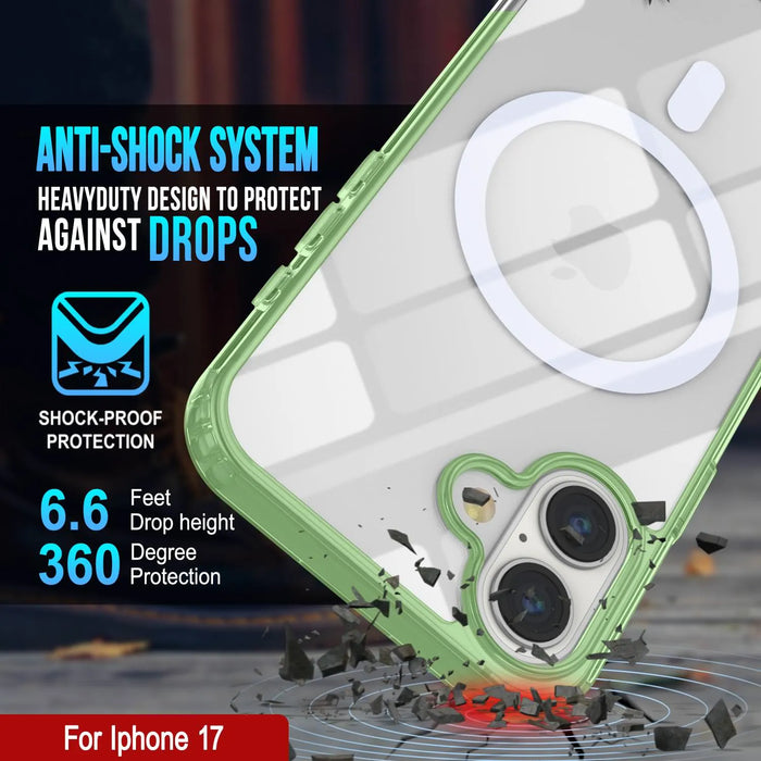 Punkcase iPhone 17 Magnetic Wireless Lading Case [Clearmag -Serie] [Green]
