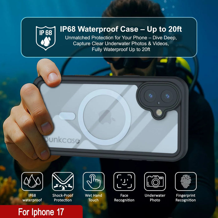 iPhone 17 wasserdichte Hülle, PunkCase [Extrem Mag -Serie] Rüstungsabdeckung mit integriertem Bildschirmschutz [Teal]