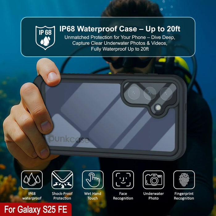 Galaxy S25 FE Wasserfest/stoßfest [Extreme Series] mit Displayschutzhülle [Schwarz]