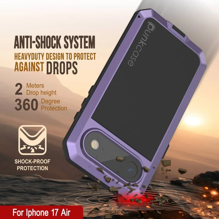 iPhone 17 Air Metal Case, Heavy Duty Military Grade -Rüstungsabdeckung [Stoßdämpfer] Ganzkörper hart [lila]