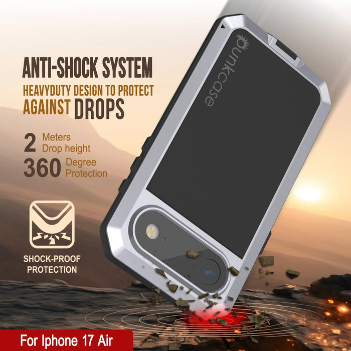 iPhone 17 Air Metal Case, Heavy Duty Military Grade -Rüstungsabdeckung [Stoßdämpfer] Ganzkörper hart [weiß]
