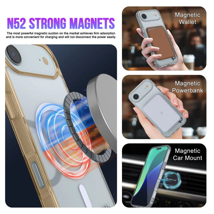 Punkcase iPhone 17 Air Magnetic Wireless Lading Case [Clearmag -Serie] [Gold]