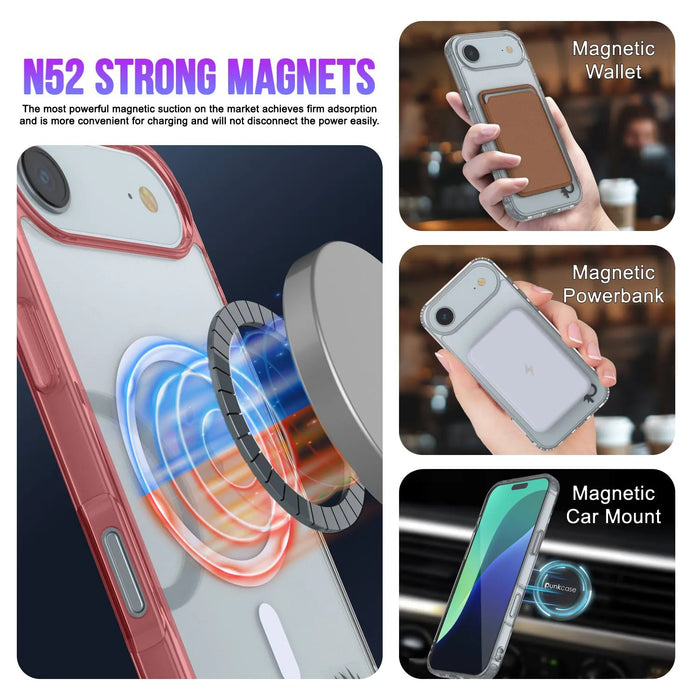 Punkcase iPhone 17 Air Magnetic Wireless Lading Case [Clearmag -Serie] [Red]