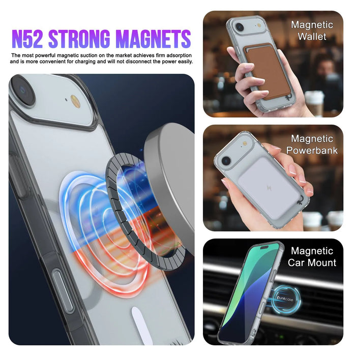 Punkcase iPhone 17 Air Magnetic Wireless Lading Case [Clearmag -Serie] [Black]