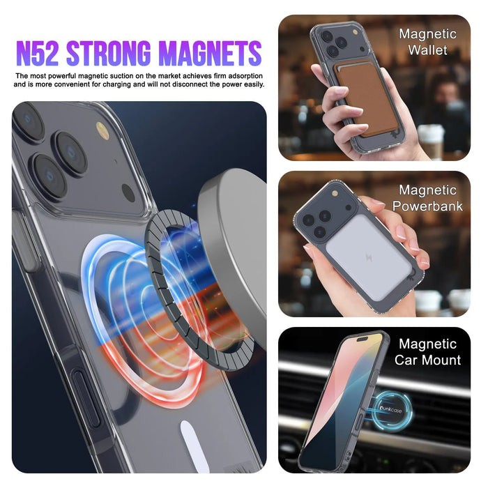 Punkcase iPhone 17 Pro Max Magnetic Wireless Lading Case [Clearmag -Serie] [Clear]