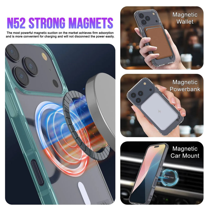 Punkcase iPhone 17 Pro Max Magnetic Wireless Lading Case [Clearmag -Serie] [Teal]